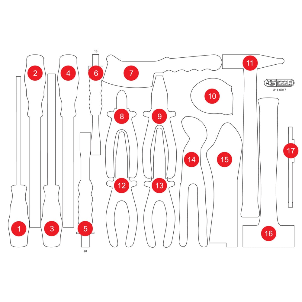 KS TOOLS Leere Schaumstoffeinlage zu 811.0017 Produktabbildung: KS TOOLS Leere Schaumstoffeinlage zu 811.0017