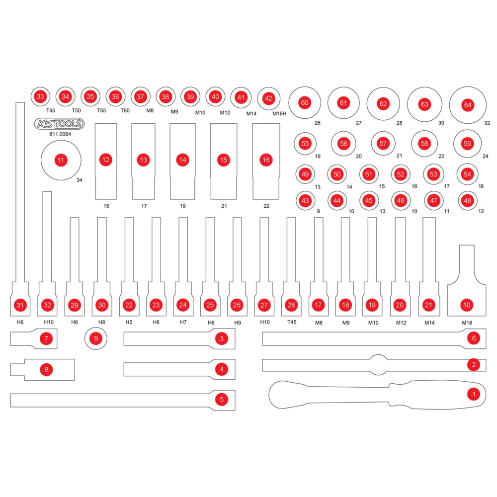 KS TOOLS Leere Schaumstoffeinlage zu 811.0064 Produktabbildung: KS TOOLS Leere Schaumstoffeinlage zu 811.0064