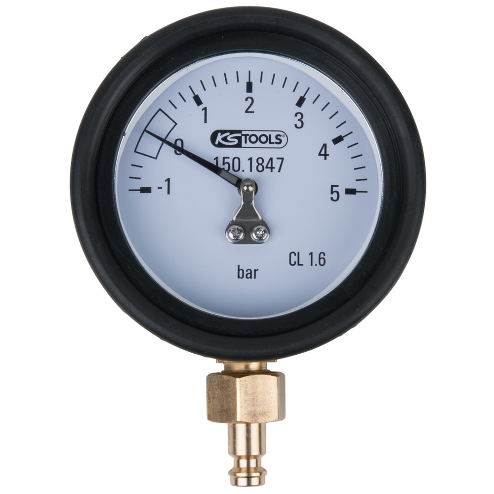 Produktabbildung: KS TOOLS Manometer 1,0 - 5,0 bar inkl. Anschlussnippel und Schutzkappe