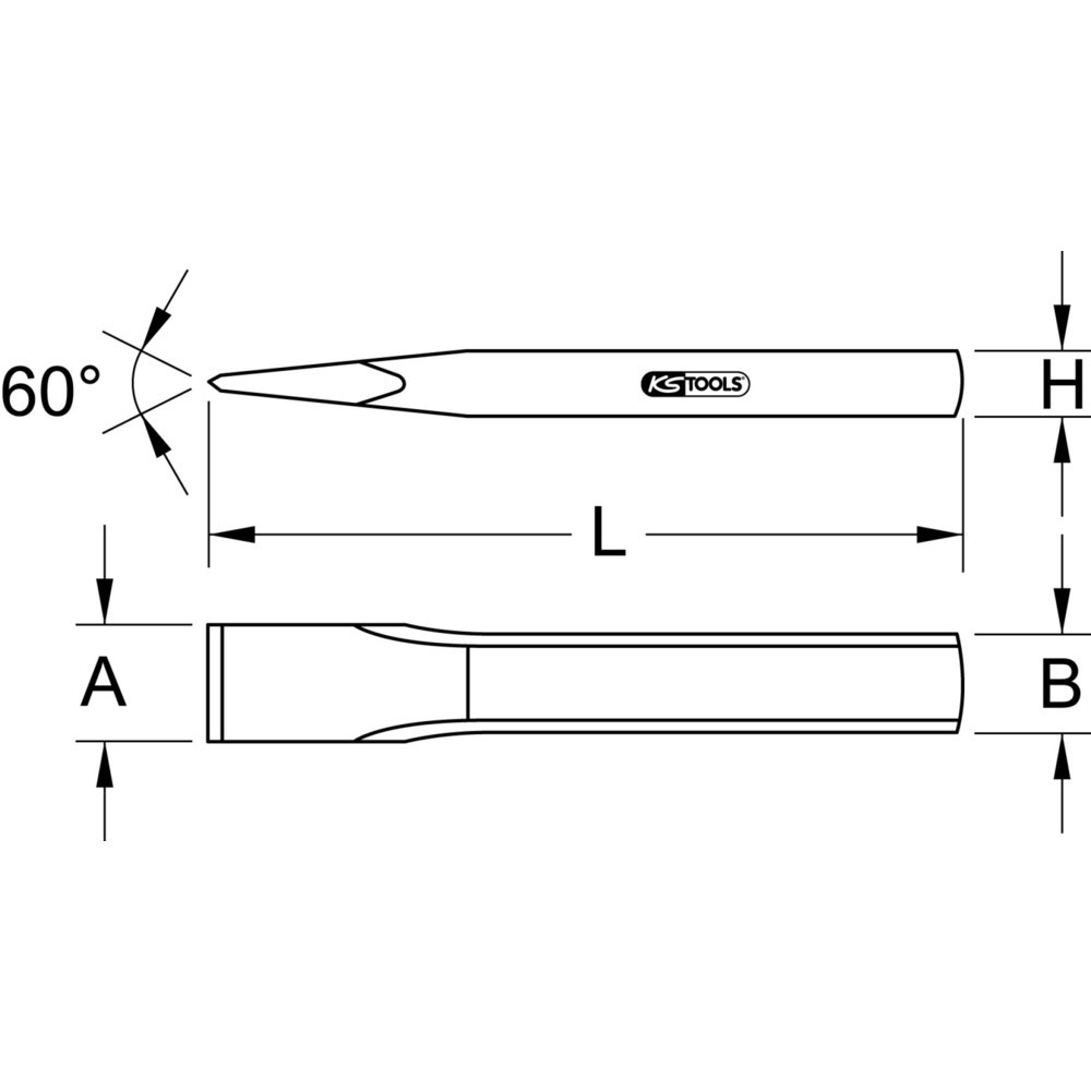 Produktabbildung: KS TOOLS Maurermeißel, flach oval, 33x1000mm