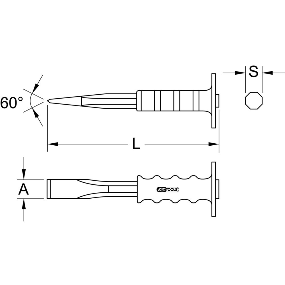 Produktabbildung Nr. 1: KS TOOLS Maurermeißel mit Handschutzgriff, 8-kant, 300mm