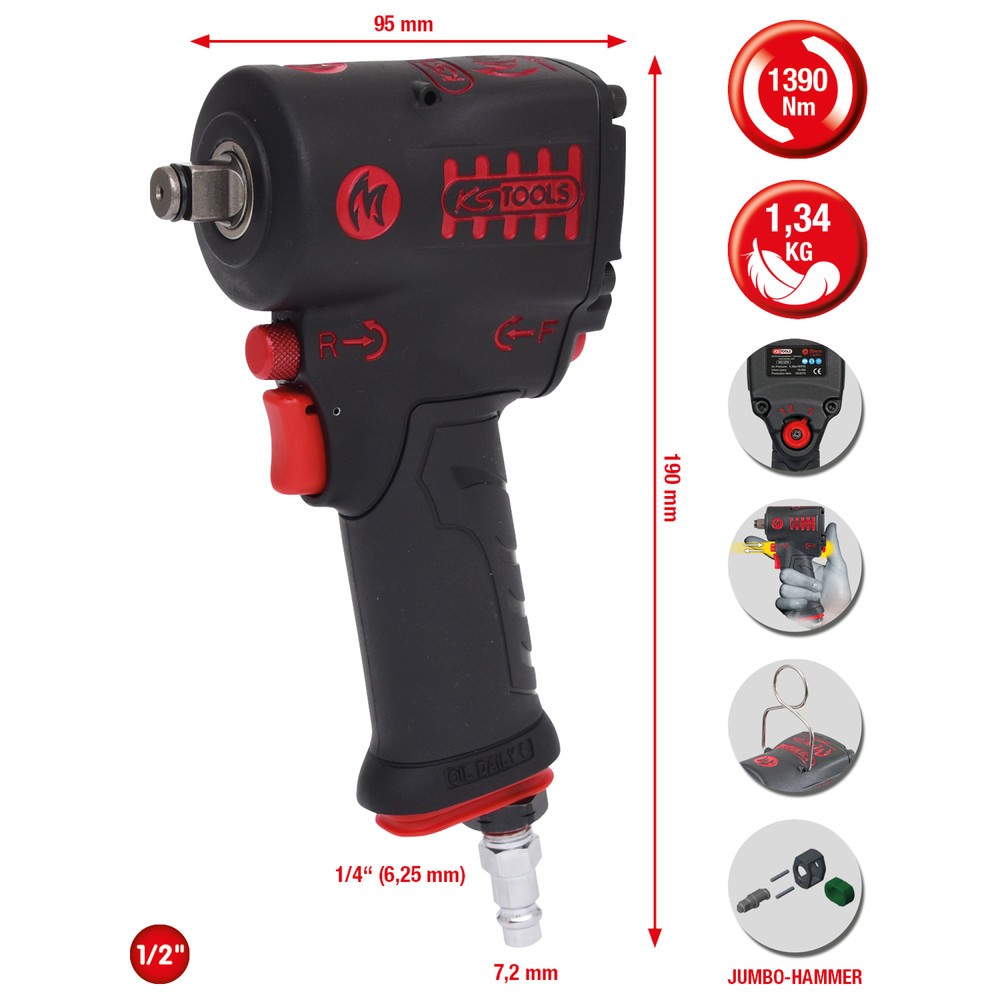 Produktabbildung Nr. 7: KS TOOLS 1/2" miniMONSTER Hochleistungs-Druckluft-Schlagschrauber 1.390 Nm