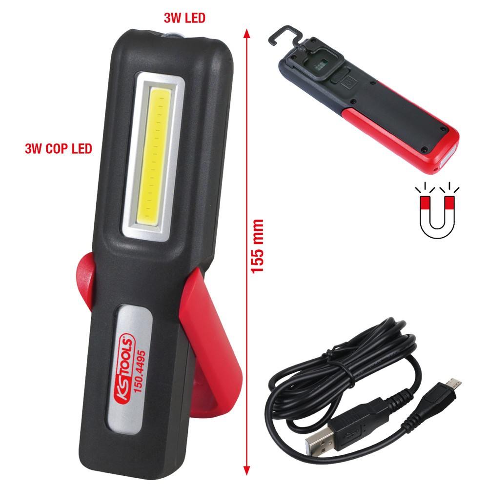 Produktabbildung Nr. 11: KS TOOLS Mobile Werkstatt-Handlampe, knickbar, 3 Watt COB LED
