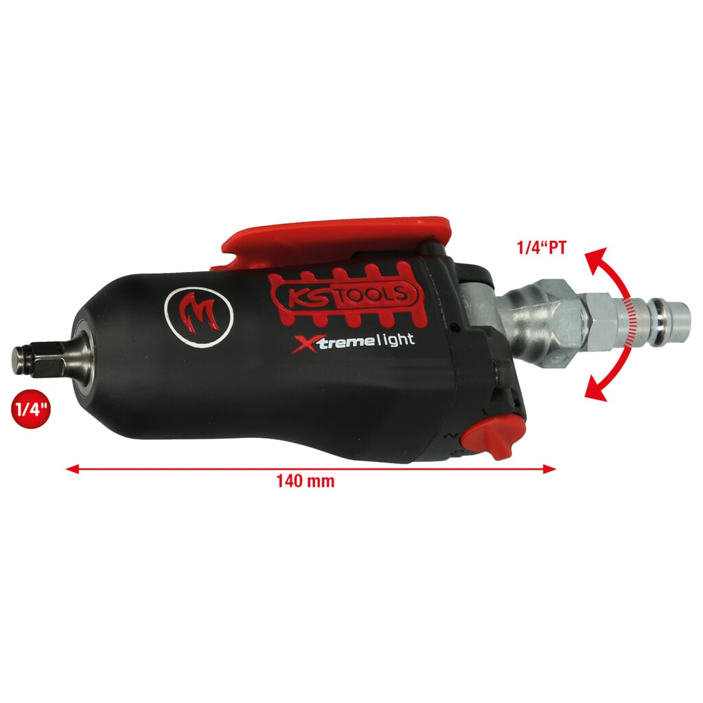 KS TOOLS 1/4" MONSTER Xtremelight Mini-Druckluft-Schlagschrauber mit Umschaltwippe, 108Nm Produktabbildung: KS TOOLS 1/4" MONSTER Xtremelight Mini-Druckluft-Schlagschrauber mit Umschaltwippe, 108Nm