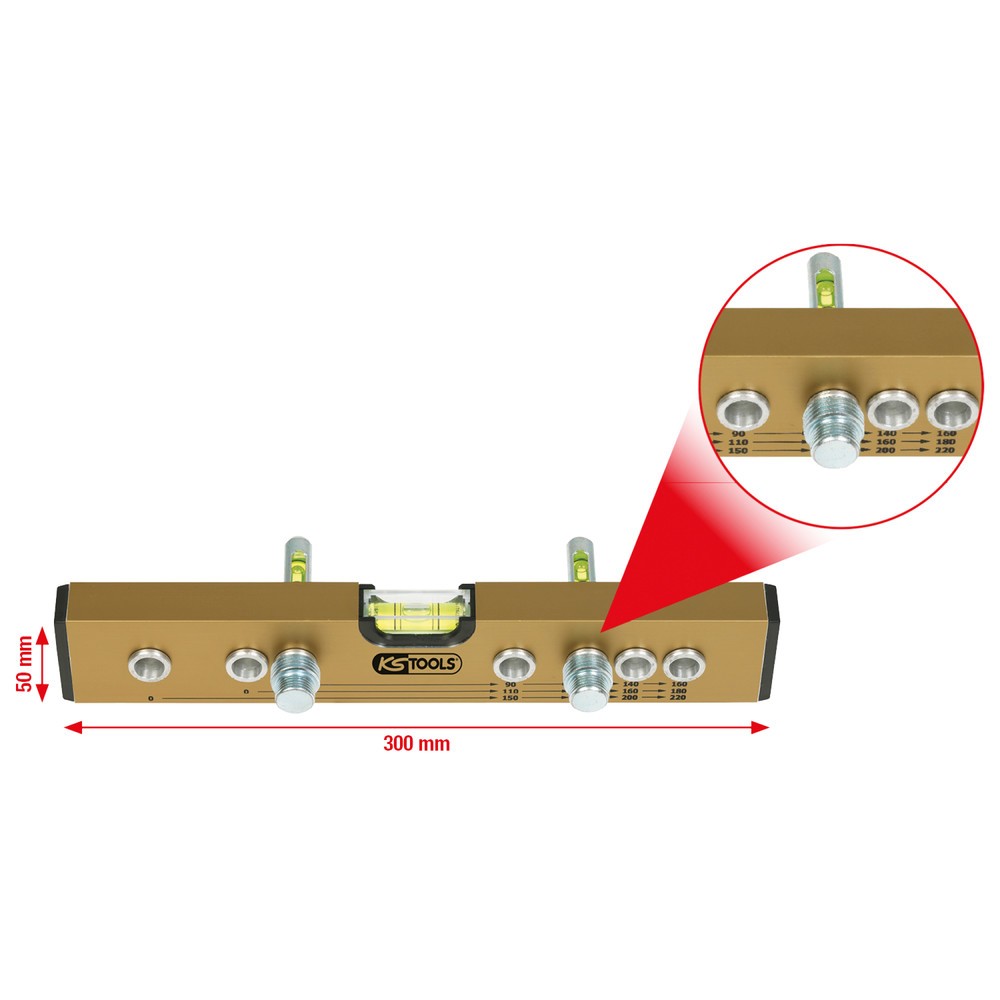 Produktabbildung Nr. 2: KS TOOLS Normabstandswasserwaage / Montage-Anschluss-Lehre, 300 mm
