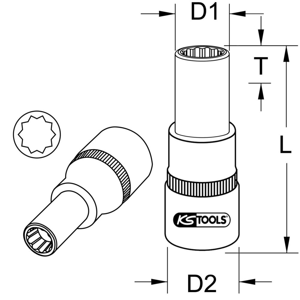 Produktabbildung Nr. 3: KS TOOLS OZ Spezial-Alu-Felgen-Stecknuss für mehrteilige OZ-Felgen, 8 mm