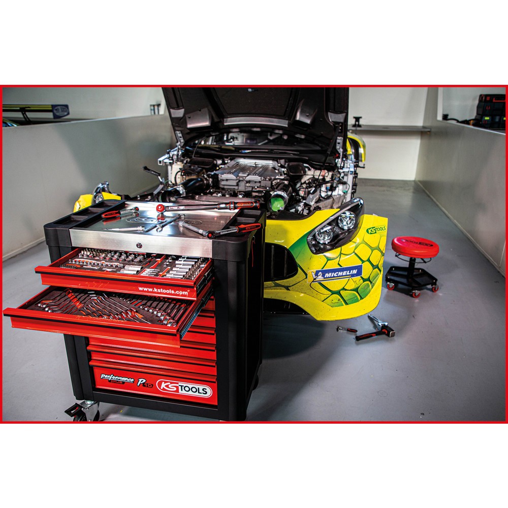 Produktabbildung Nr. 6: KS TOOLS PERFORMANCEplus P10 SCHWARZ/ROT Werkstattwagen mit 8 Schubladen