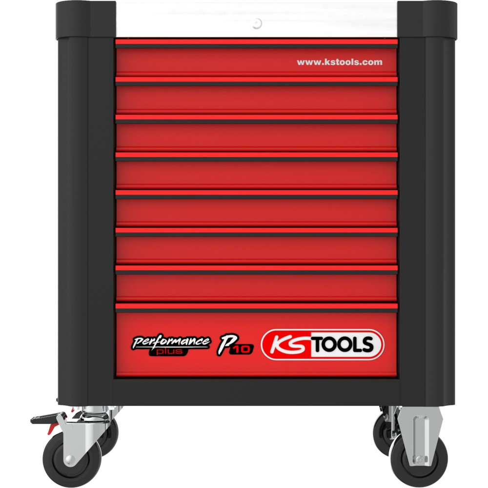 Produktabbildung Nr. 11: KS TOOLS PERFORMANCEplus P10 SCHWARZ/ROT Werkstattwagen mit 8 Schubladen