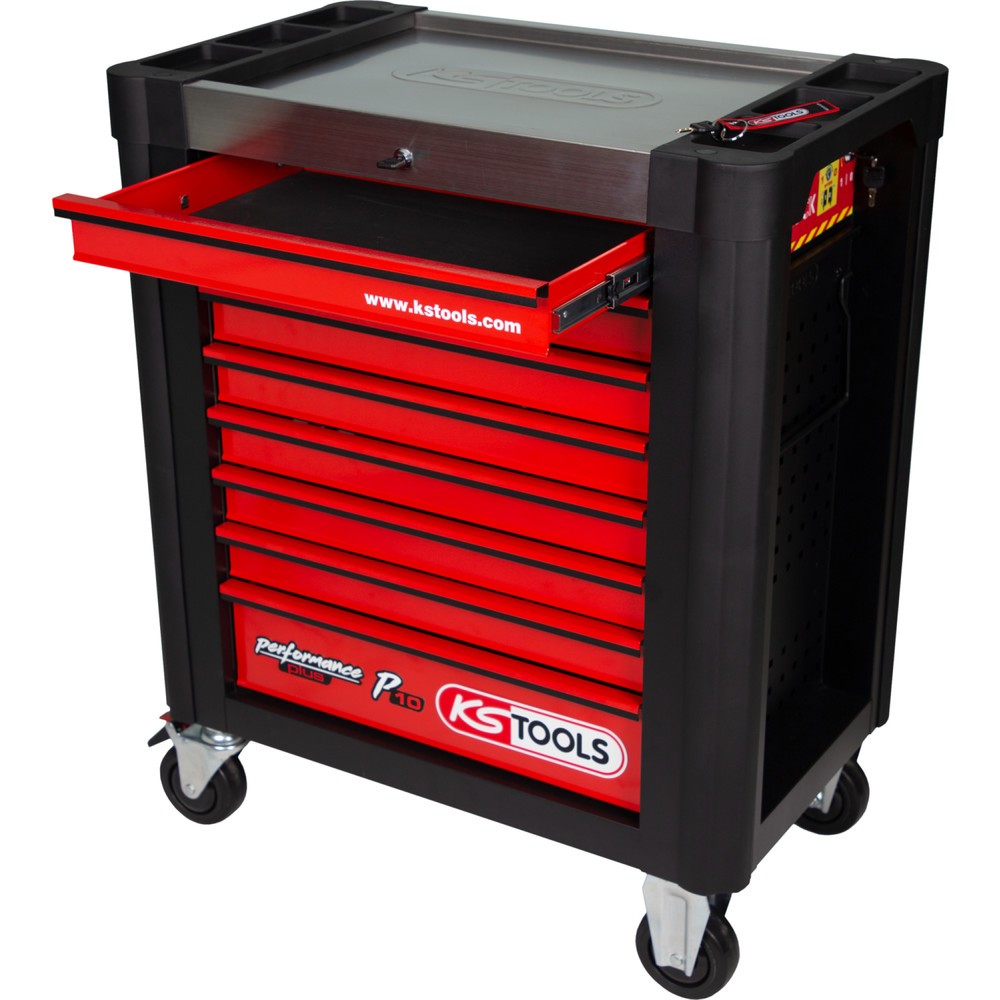 Produktabbildung Nr. 15: KS TOOLS PERFORMANCEplus P10 SCHWARZ/ROT Werkstattwagen mit 8 Schubladen