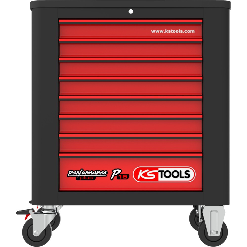 Produktabbildung Nr. 8: KS TOOLS PERFORMANCEplus P15 SCHWARZ/ROT Werkstattwagen mit 8 Schubladen