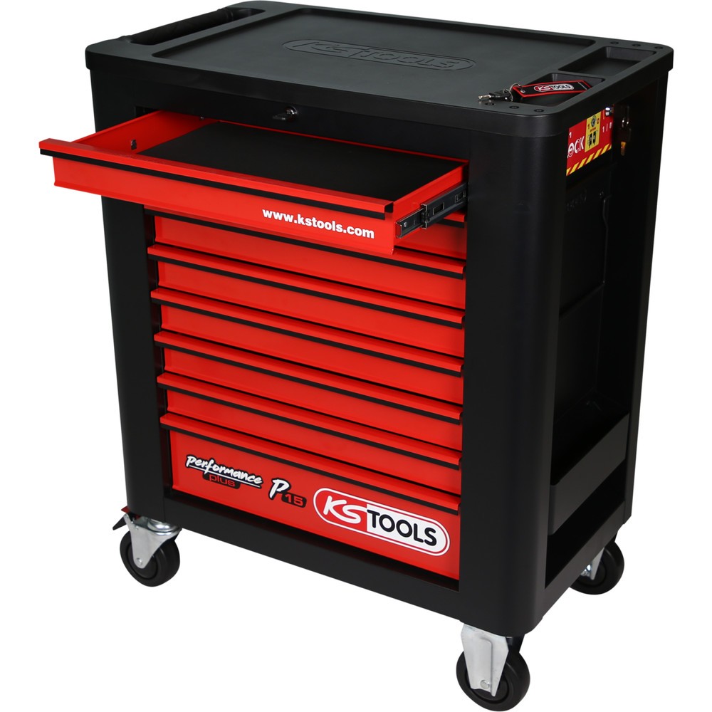 Produktabbildung Nr. 12: KS TOOLS PERFORMANCEplus P15 SCHWARZ/ROT Werkstattwagen mit 8 Schubladen