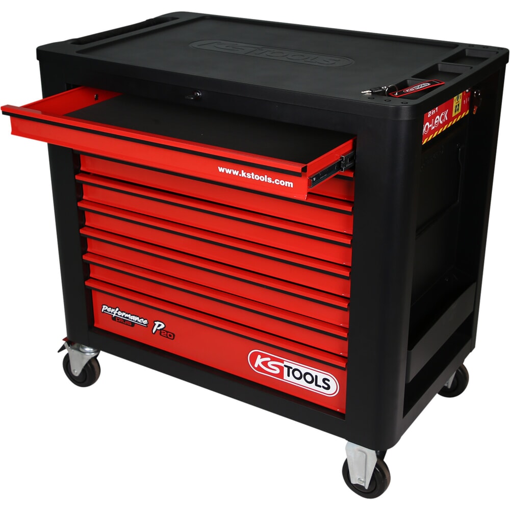 Produktabbildung Nr. 5: KS TOOLS PERFORMANCEplus P20 SCHWARZ/ROT Werkstattwagen mit 8 Schubladen