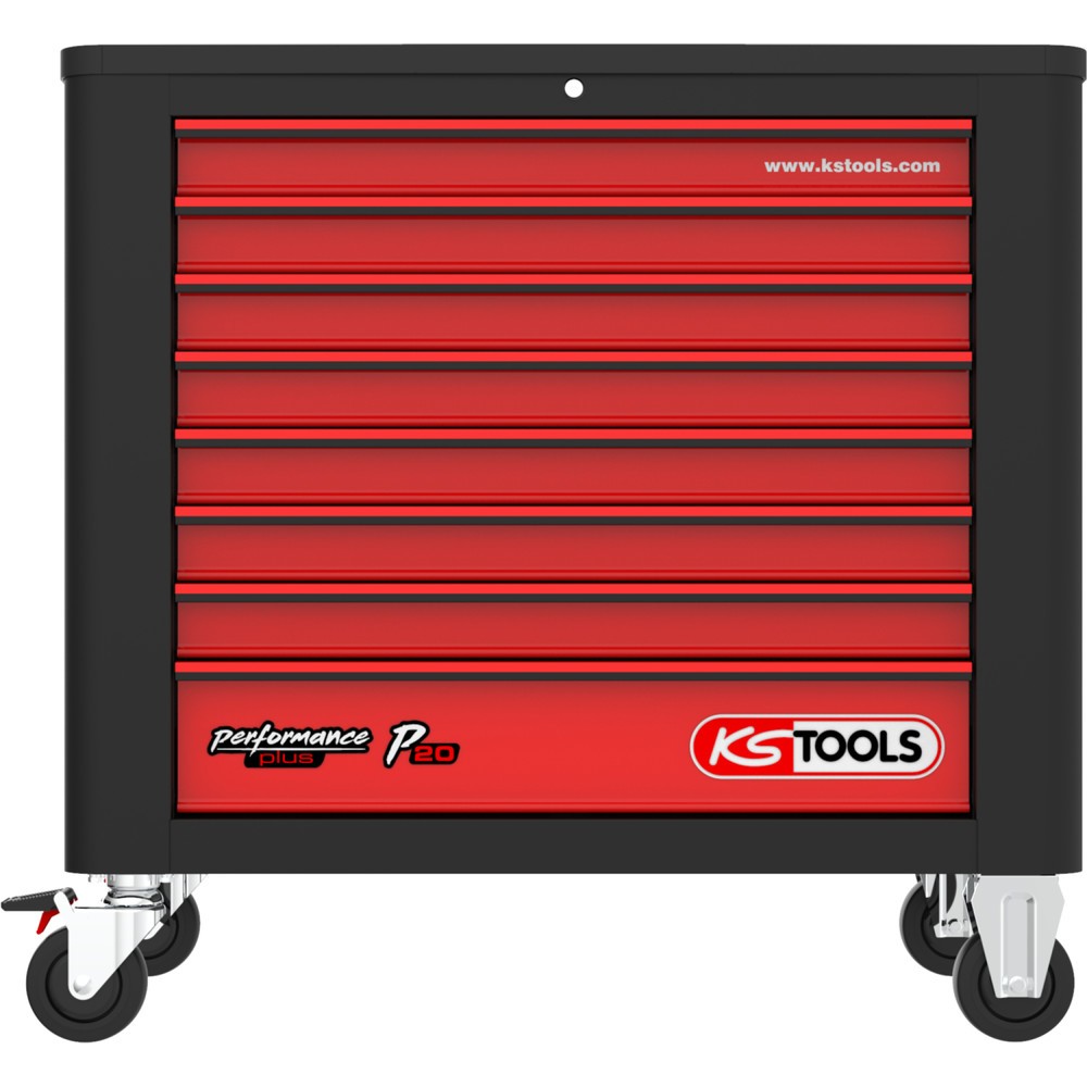 Produktabbildung Nr. 8: KS TOOLS PERFORMANCEplus P20 SCHWARZ/ROT Werkstattwagen mit 8 Schubladen