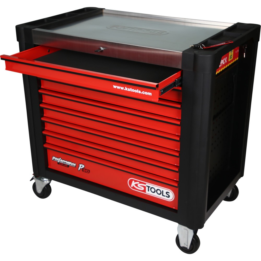 Produktabbildung Nr. 13: KS TOOLS PERFORMANCEplus P30 SCHWARZ/ROT Werkstattwagen mit 8 Schubladen