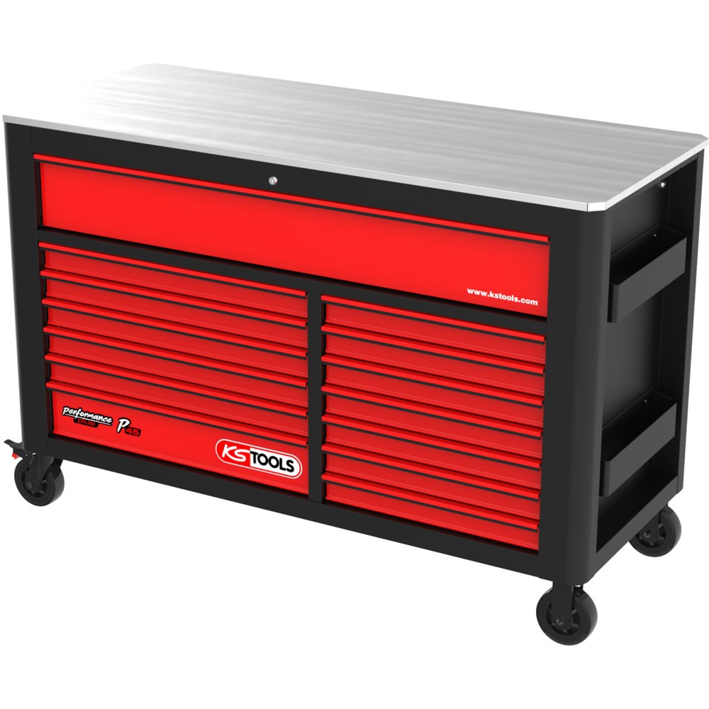 Produktabbildung Nr. 8: KS TOOLS PERFORMANCEplus P45 SCHWARZ/ROT Werkstattwagen mit 14 Schubladen