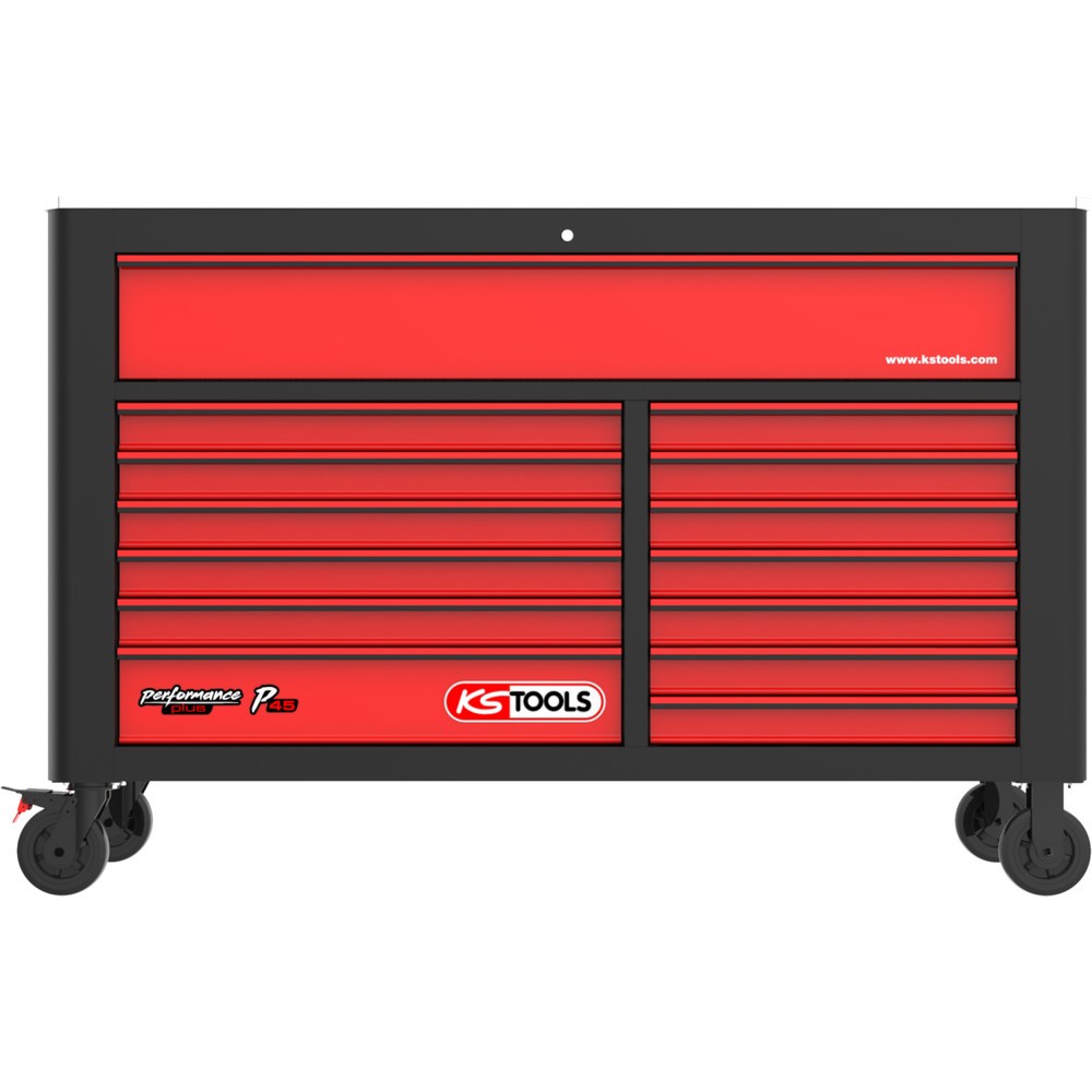 Produktabbildung Nr. 12: KS TOOLS PERFORMANCEplus P45 SCHWARZ/ROT Werkstattwagen mit 14 Schubladen