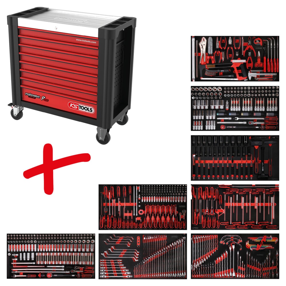 Produktabbildung: KS TOOLS Performanceplus Werkstattwagen-Satz P25 mit 660 Werkzeugen für 8 Schubladen