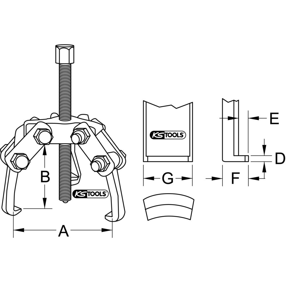 Produktabbildung: KS TOOLS Polklemmen-Abzieher 3-armig, 10-70mm