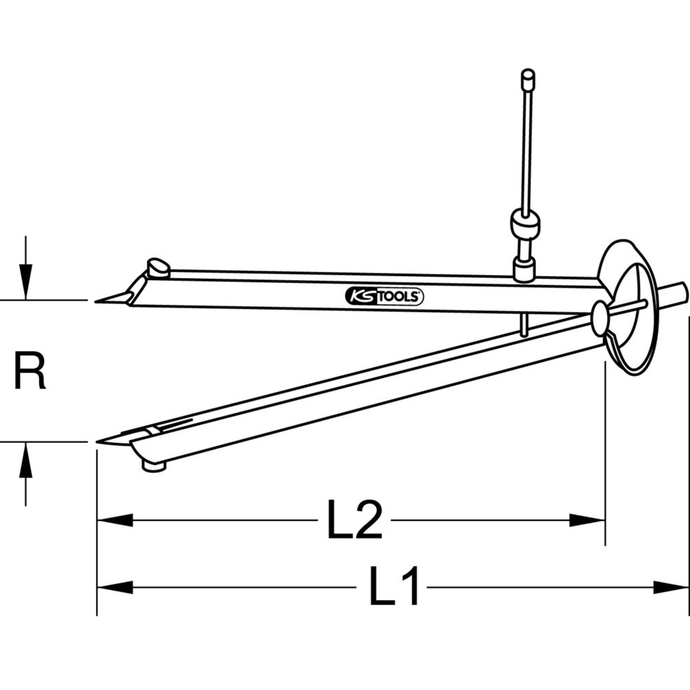 Produktabbildung Nr. 1: KS TOOLS Präzisions-Feder-Spitzzirkel mit auswechselbaren Spitzen, 130mm