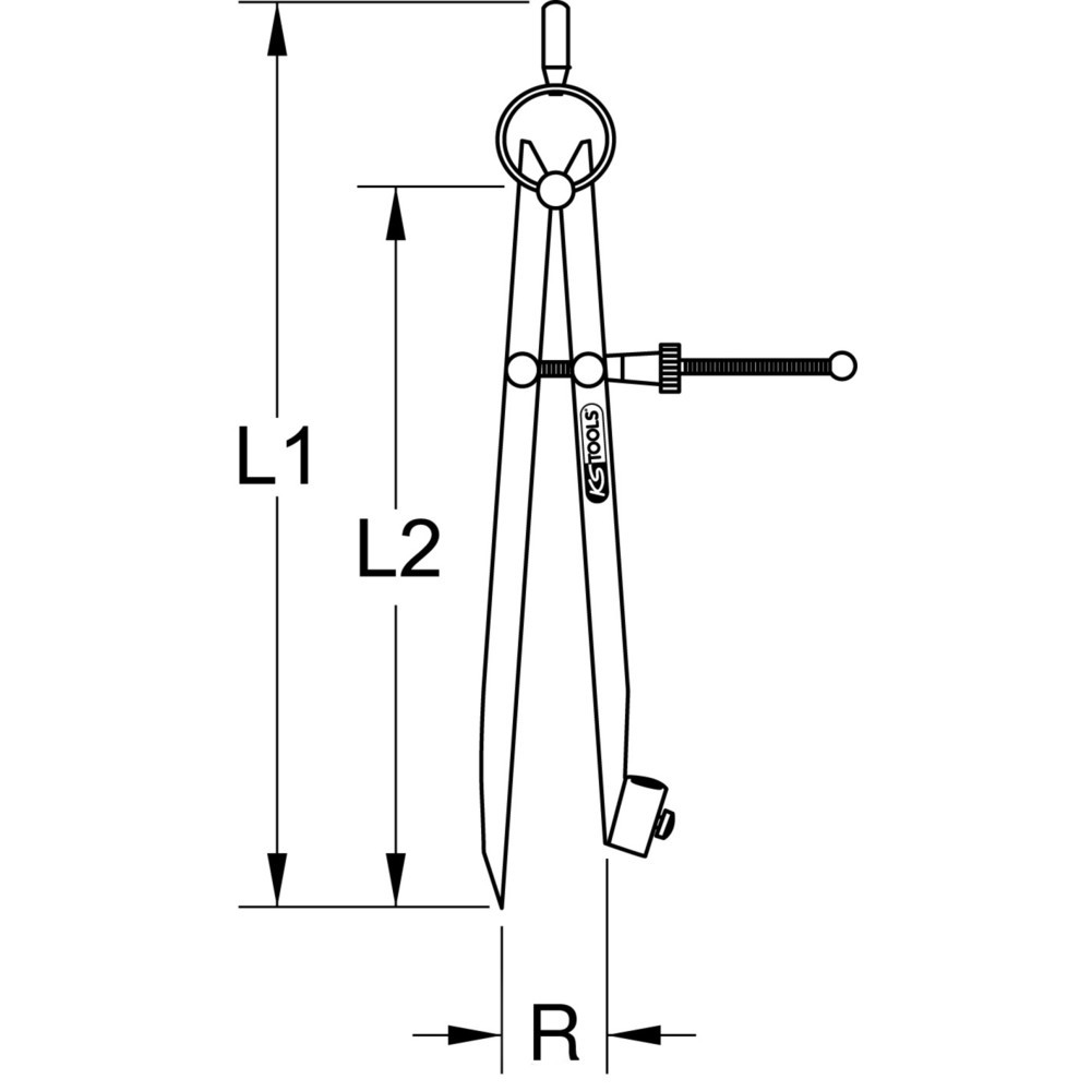 Produktabbildung Nr. 1: KS TOOLS Präzisions-Feder-Spitzzirkel mit Bleistifthalter