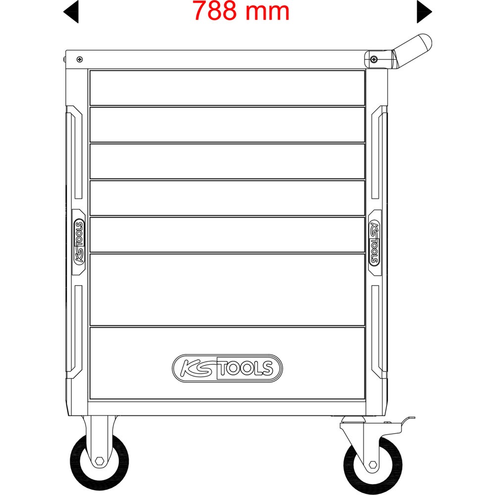Produktabbildung Nr. 5: KS TOOLS RACINGline SCHWARZ/ROT Werkstattwagen mit 7 Schubladen und 215 Premium-Werkzeugen