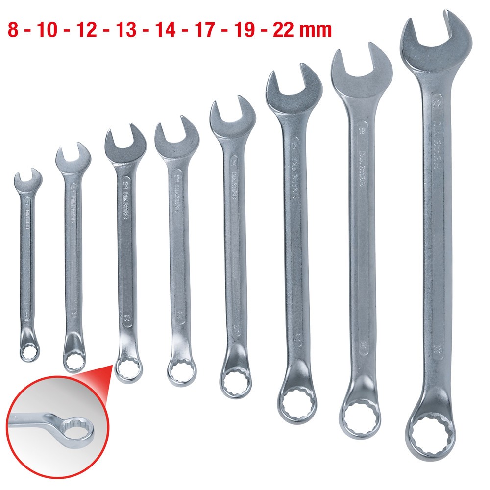 Produktabbildung Nr. 2: KS TOOLS Ringmaulschlüssel-Satz, 8-tlg gekröpft, 8-22mm