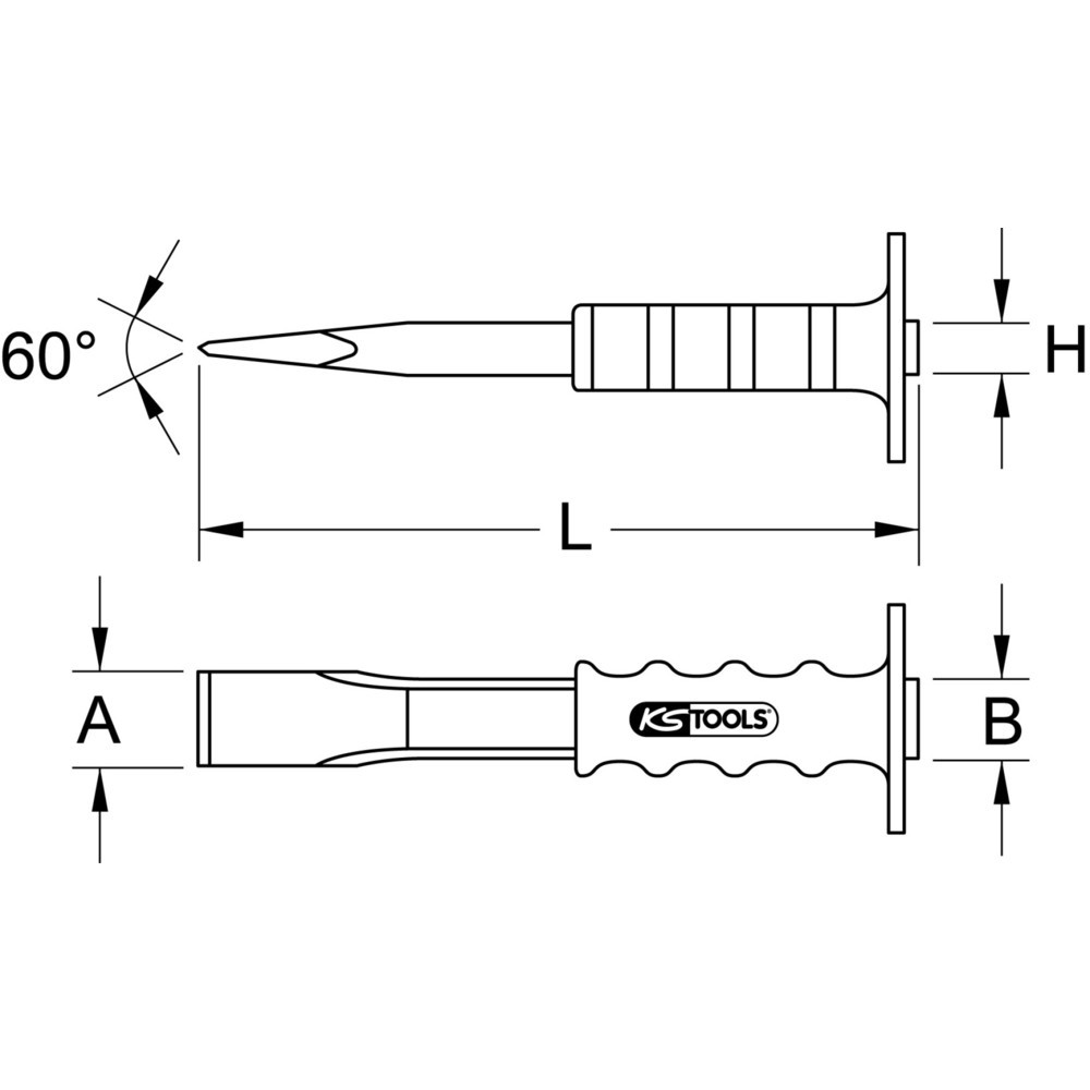 Produktabbildung: KS TOOLS Schlitzmeißel mit Handschutzgriff, 230mm