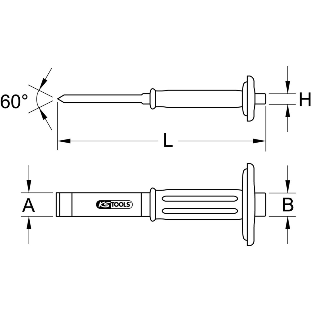 Produktabbildung Nr. 1: KS TOOLS Schlitzmeissel mit Handschutzgriff, 240mm