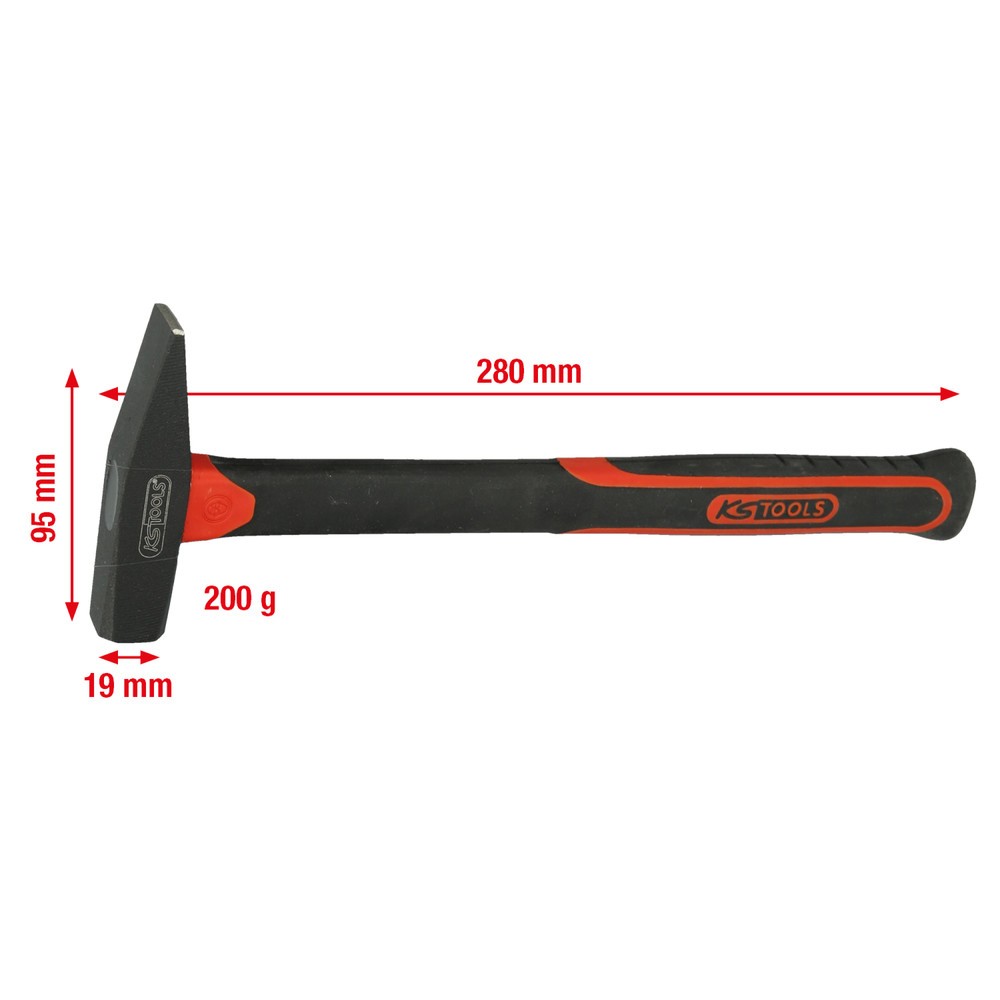 Produktabbildung Nr. 2: KS TOOLS Schlosserhammer mit Fiberglasstiel, 200g