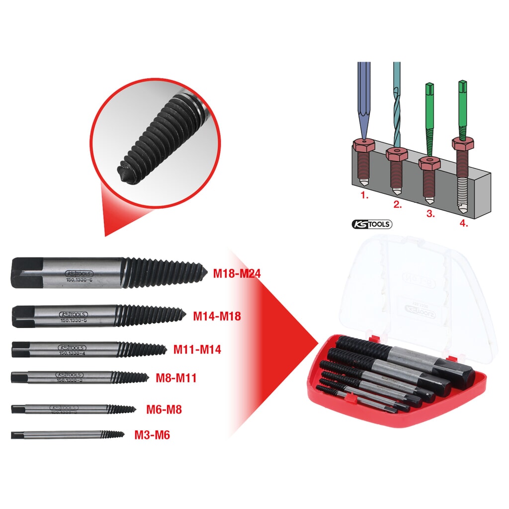 KS TOOLS Schrauben-Ausdreher-Satz, 6-tlg Produktabbildung: KS TOOLS Schrauben-Ausdreher-Satz, 6-tlg