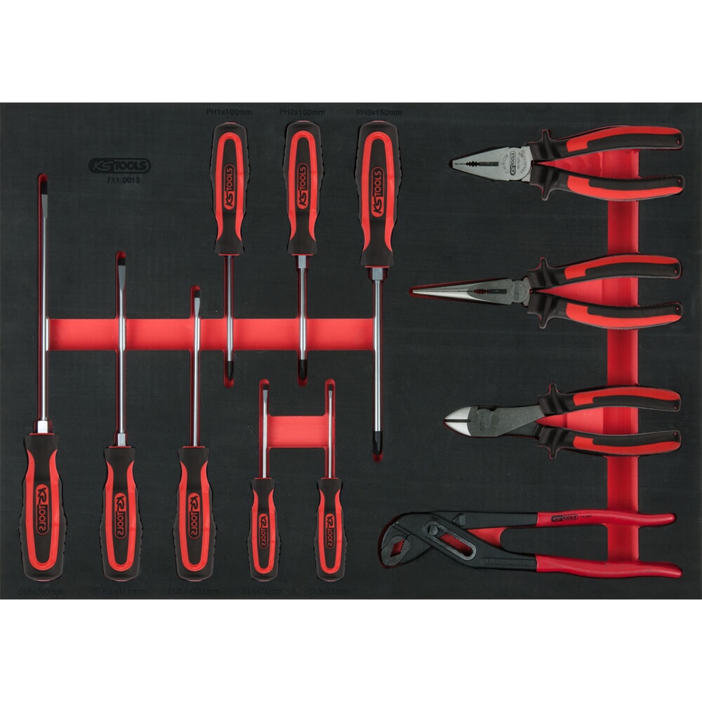 Produktabbildung: KS TOOLS Schraubendreher- und Zangen-Satz, 12-tlg in 1/1 Systemeinlage