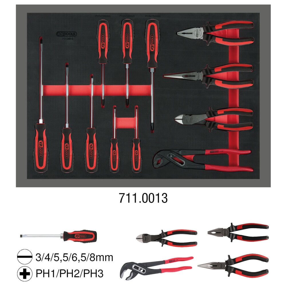 Produktabbildung Nr. 2: KS TOOLS Schraubendreher- und Zangen-Satz, 12-tlg in 1/1 Systemeinlage