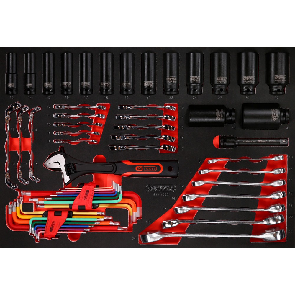 Produktabbildung Nr. 3: KS TOOLS Schraubenschlüssel- / und Kraft-Stecknuss-Satz in Schaumstoffeinlage, 55-tlg