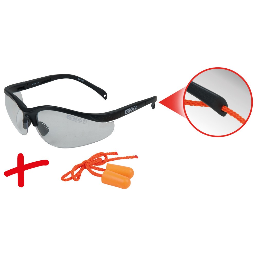 Produktabbildung Nr. 5: KS TOOLS Schutzbrille-transparent, mit Ohrstöpsel
