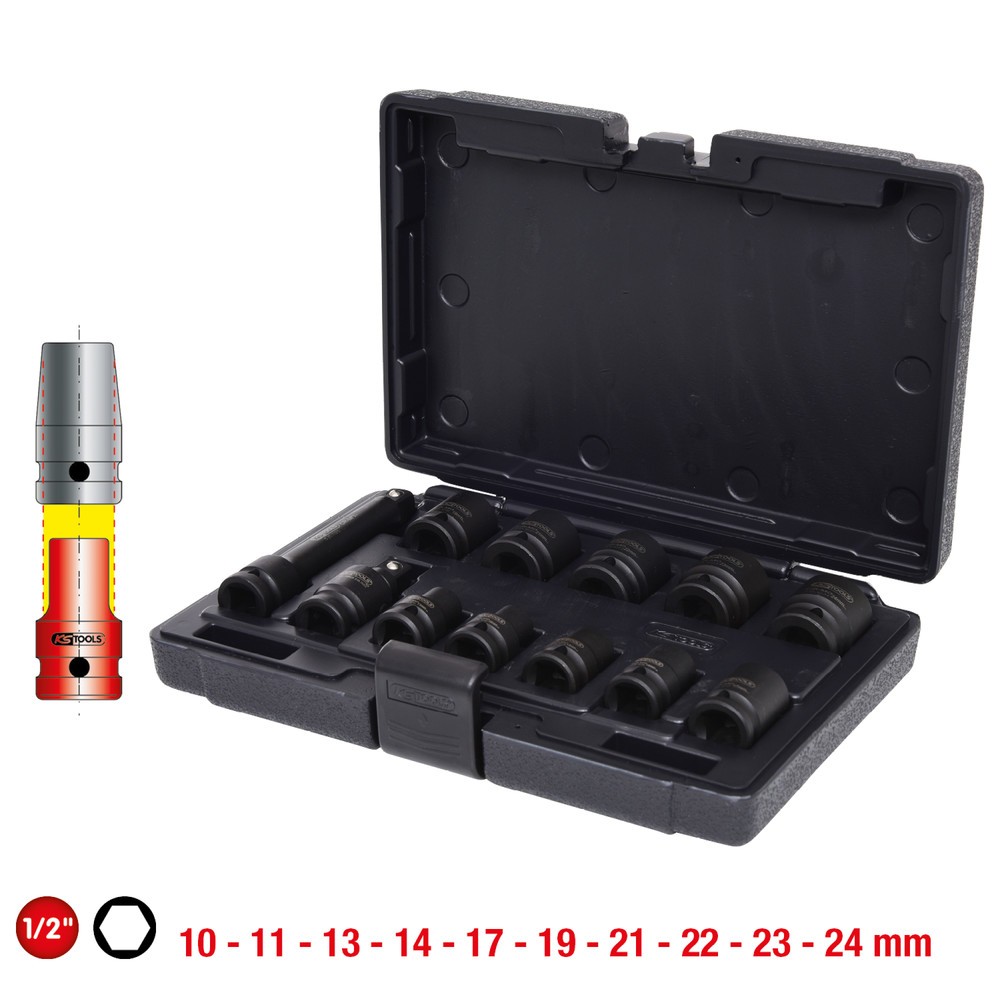 Produktabbildung Nr. 3: KS TOOLS 1/2" Sechskant-Kraft-Stecknuss-Satz, kurz, 12-tlg