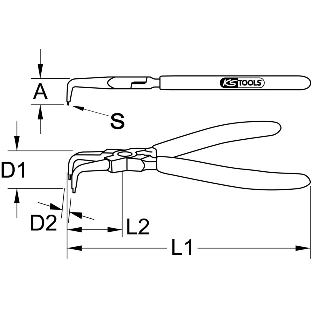 Produktabbildung Nr. 5: KS TOOLS Sicherungszange für Innensicherungsringe, abgewinkelt, 130mm