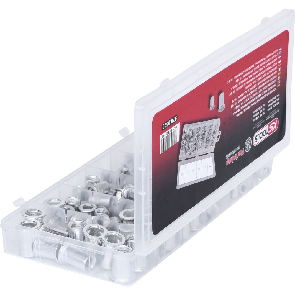 Produktabbildung Nr. 4: KS TOOLS Sortiment Gewindenieten, Aluminium, M3x9mm-M10x21mm, 150-tlg