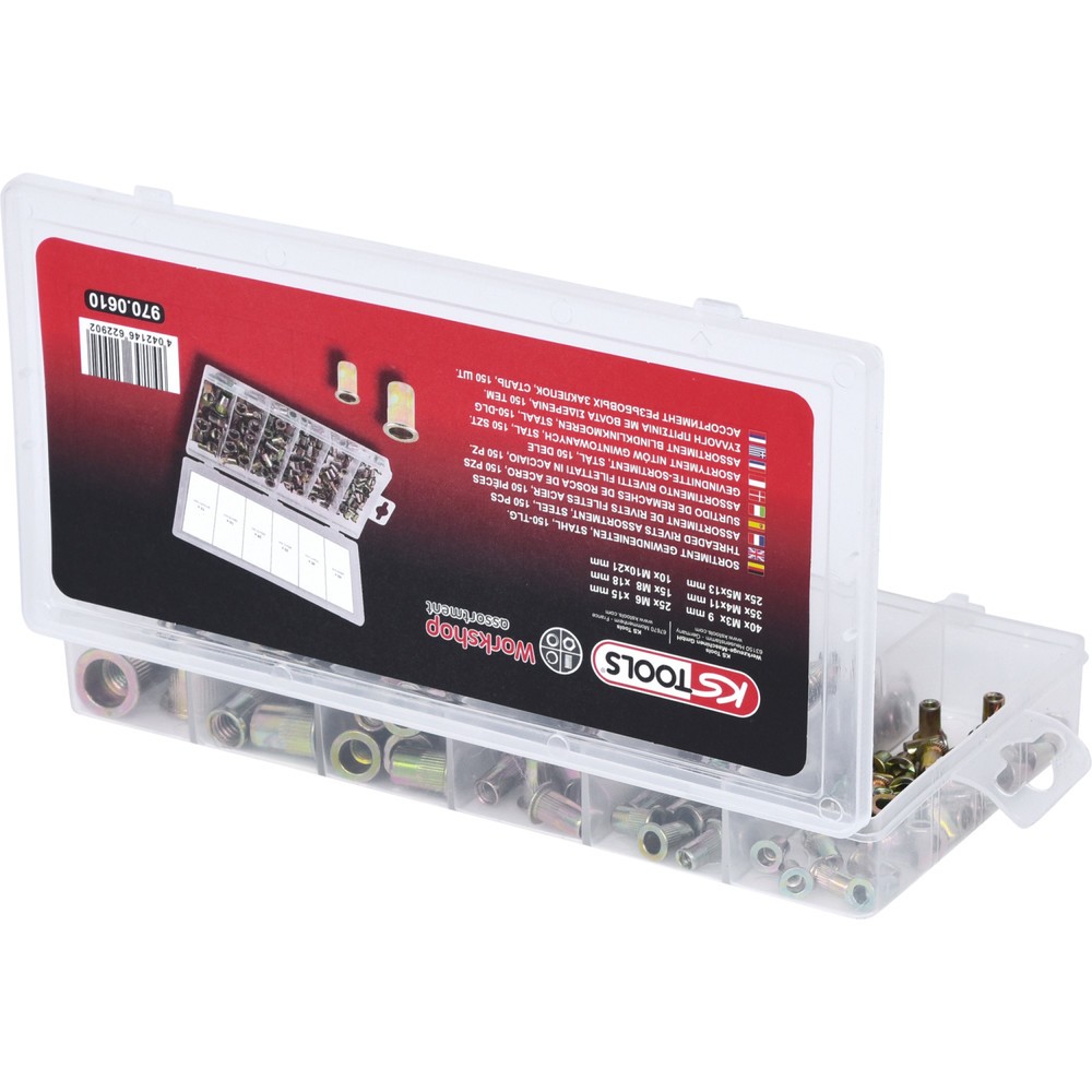 Produktabbildung Nr. 5: KS TOOLS Sortiment Gewindenieten, Stahl, M3x9mm-M10x21mm, 150-tlg