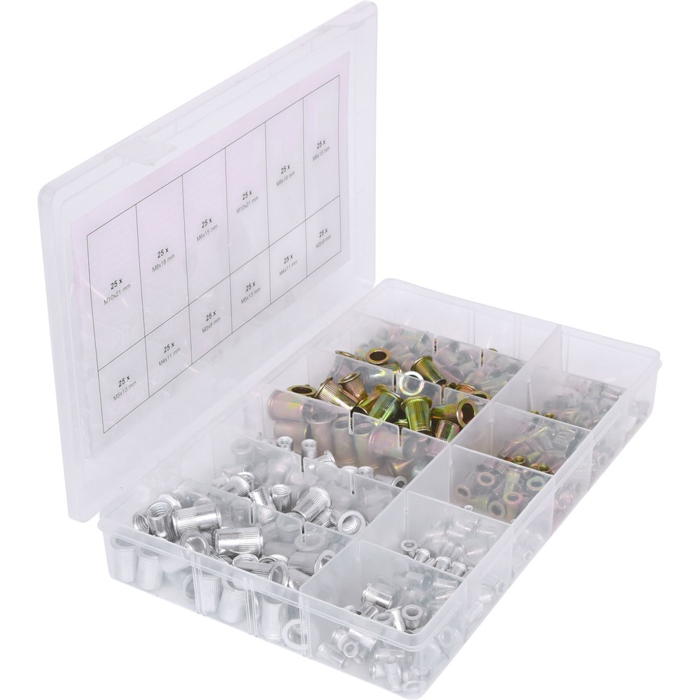 Produktabbildung Nr. 5: KS TOOLS Sortiment Gewindenieten, Stahl und Aluminium, M3x9mm-M10x21mm, 300-tlg