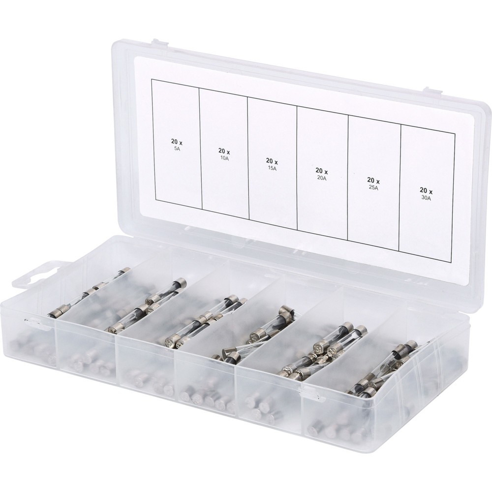 Produktabbildung: KS TOOLS Sortiment Glassicherungen, 5-30A, 120-tlg
