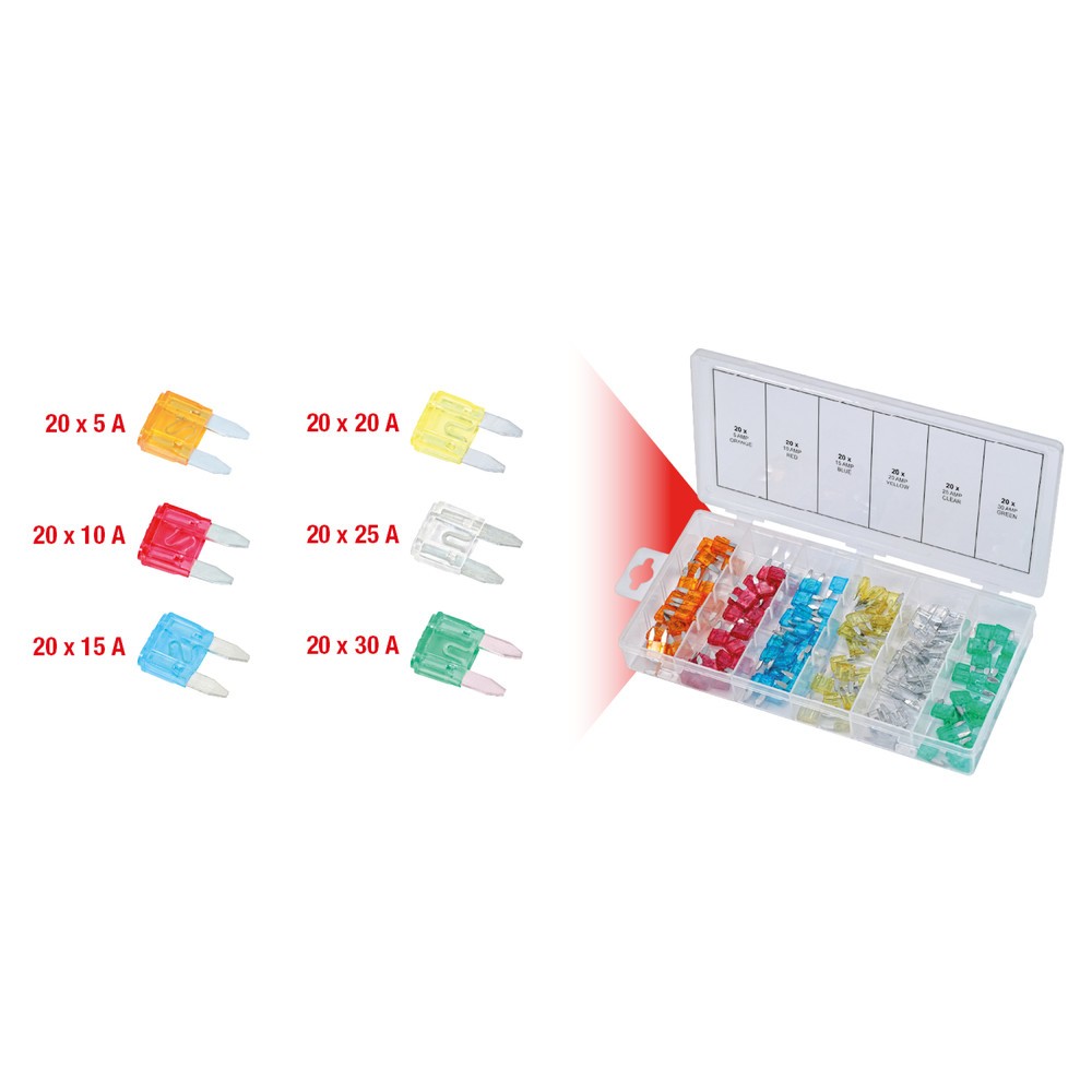 Produktabbildung Nr. 2: KS TOOLS Sortiment Mini-Sicherungen, 5-30A, 120-tlg