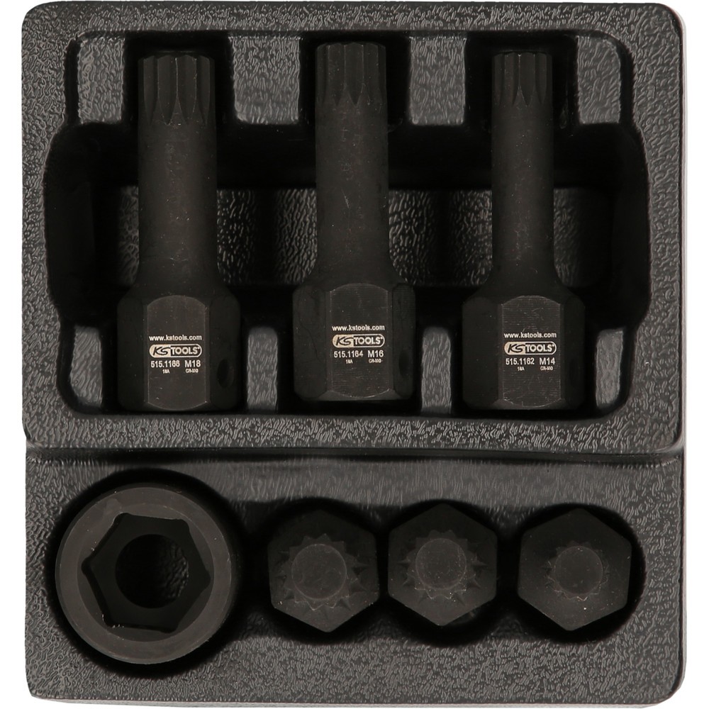 Produktabbildung Nr. 16: KS TOOLS 1/2" Spezial-Kraft-Bit-Stecknuss-Satz Vielzahn, 7-tlg M14-M18
