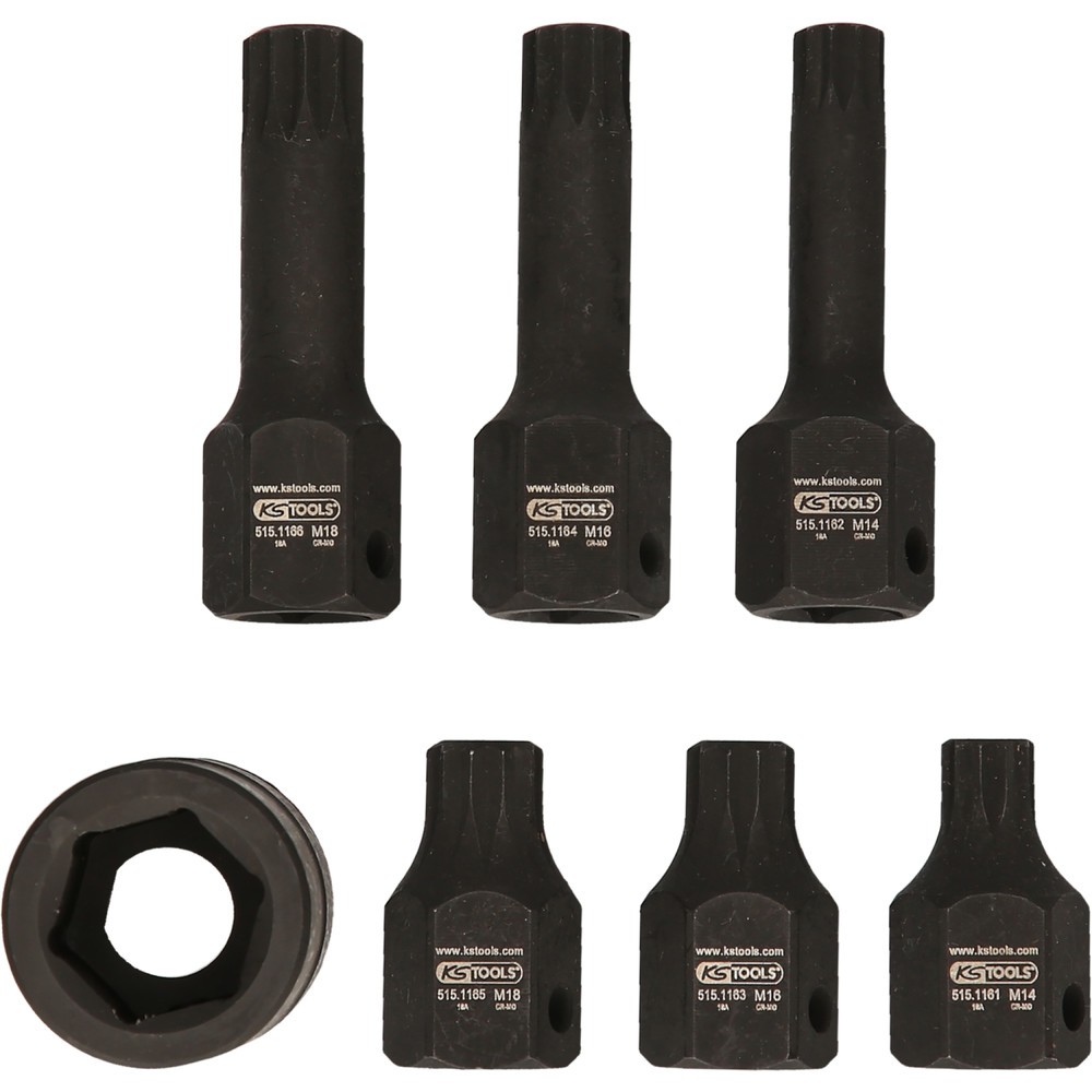 Produktabbildung Nr. 17: KS TOOLS 1/2" Spezial-Kraft-Bit-Stecknuss-Satz Vielzahn, 7-tlg M14-M18