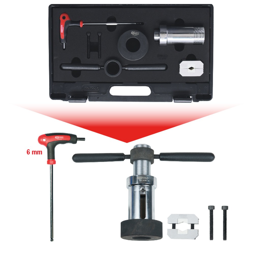 Produktabbildung Nr. 7: KS TOOLS Stoßdämpfer-Montagehilfe-Satz für Stoßdämpfer mit Zuganschlagfeder, 7-tlg