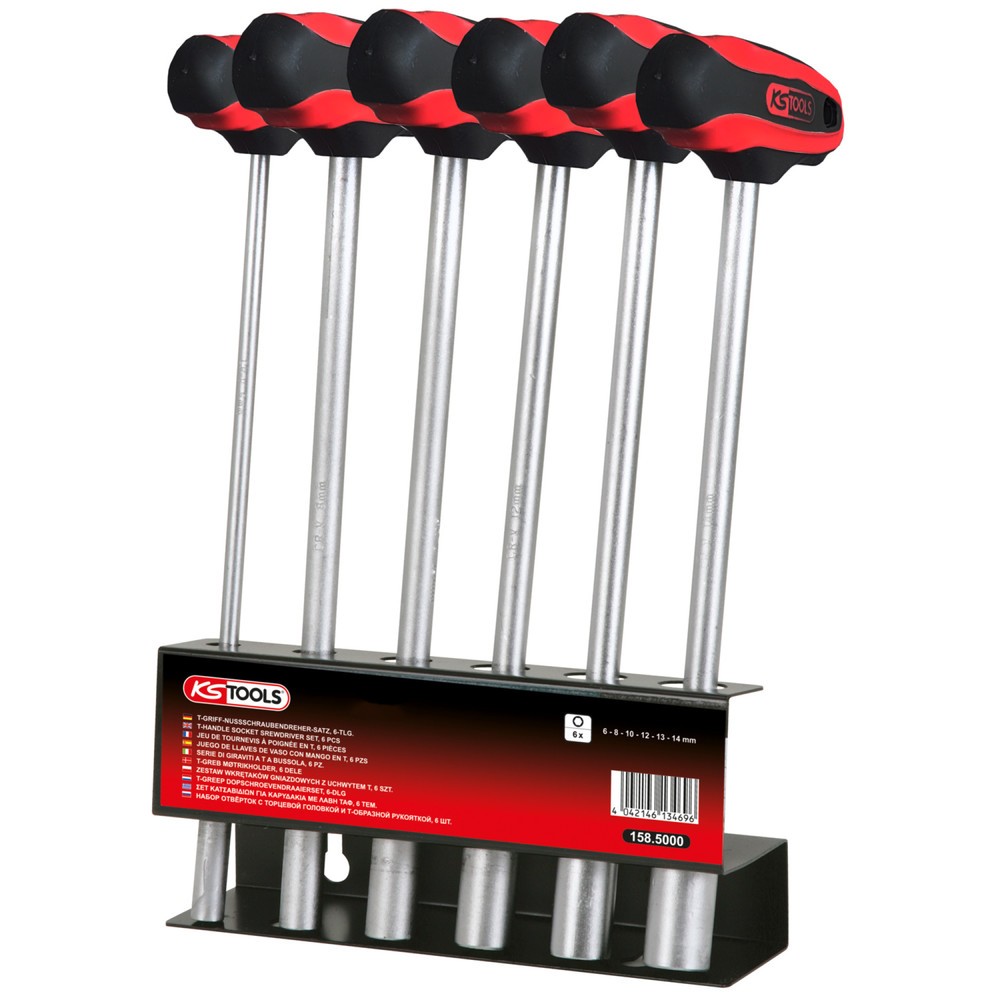 Produktabbildung: KS TOOLS T-Griff-Nussschraubendreher-Satz, 6-tlg, 6-14mm
