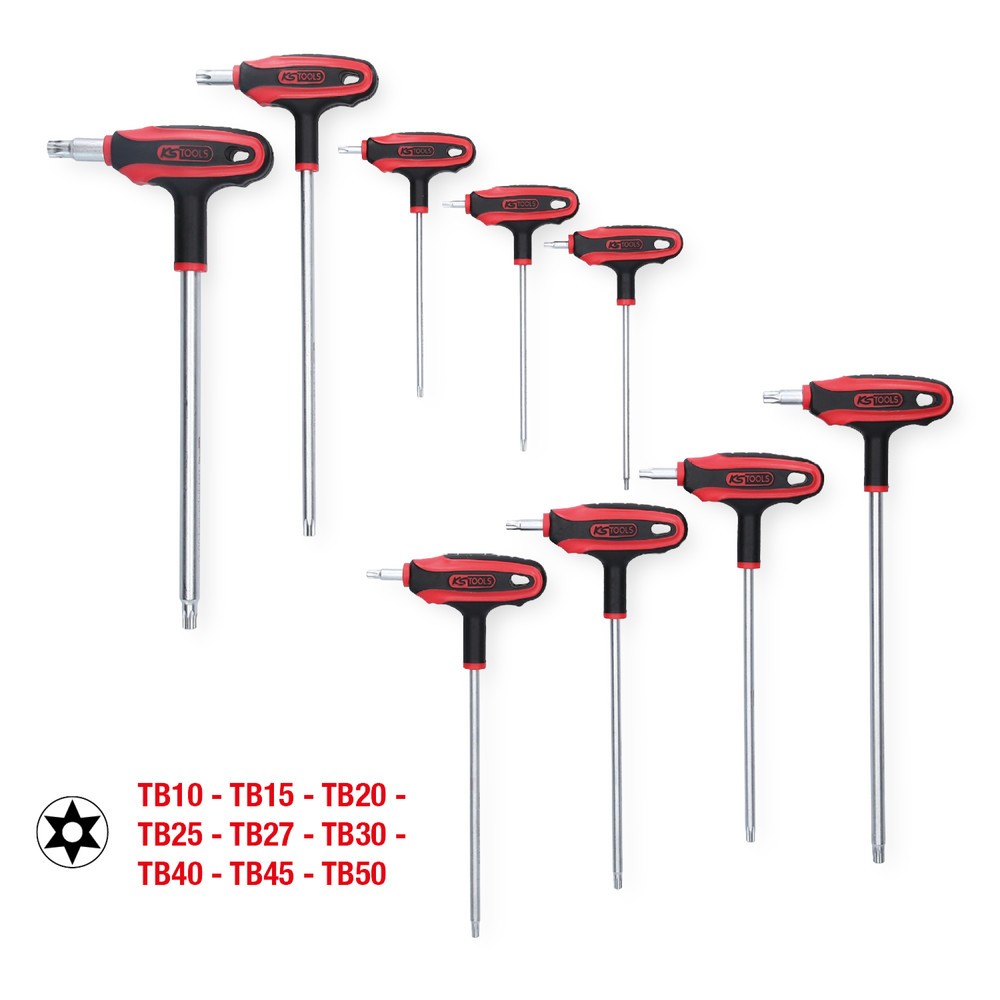 Produktabbildung Nr. 3: KS TOOLS T-Griff-Schlüssel-Satz, Torx mit Bohrung,9-tlgTB10-TB50