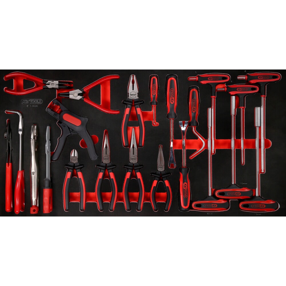 Produktabbildung Nr. 1: KS TOOLS T-Griff-Winkelstiftschlüssel- / und Zangen-Satz in Schaumstoffeinlage, 24-tlg