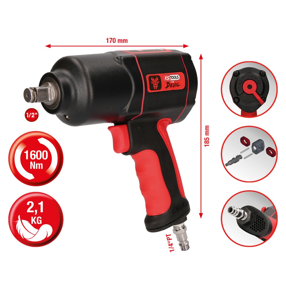 Produktabbildung Nr. 7: KS TOOLS 1/2" THE DEVIL Hochleistungs-Druckluft-Schlagschrauber, 1600Nm