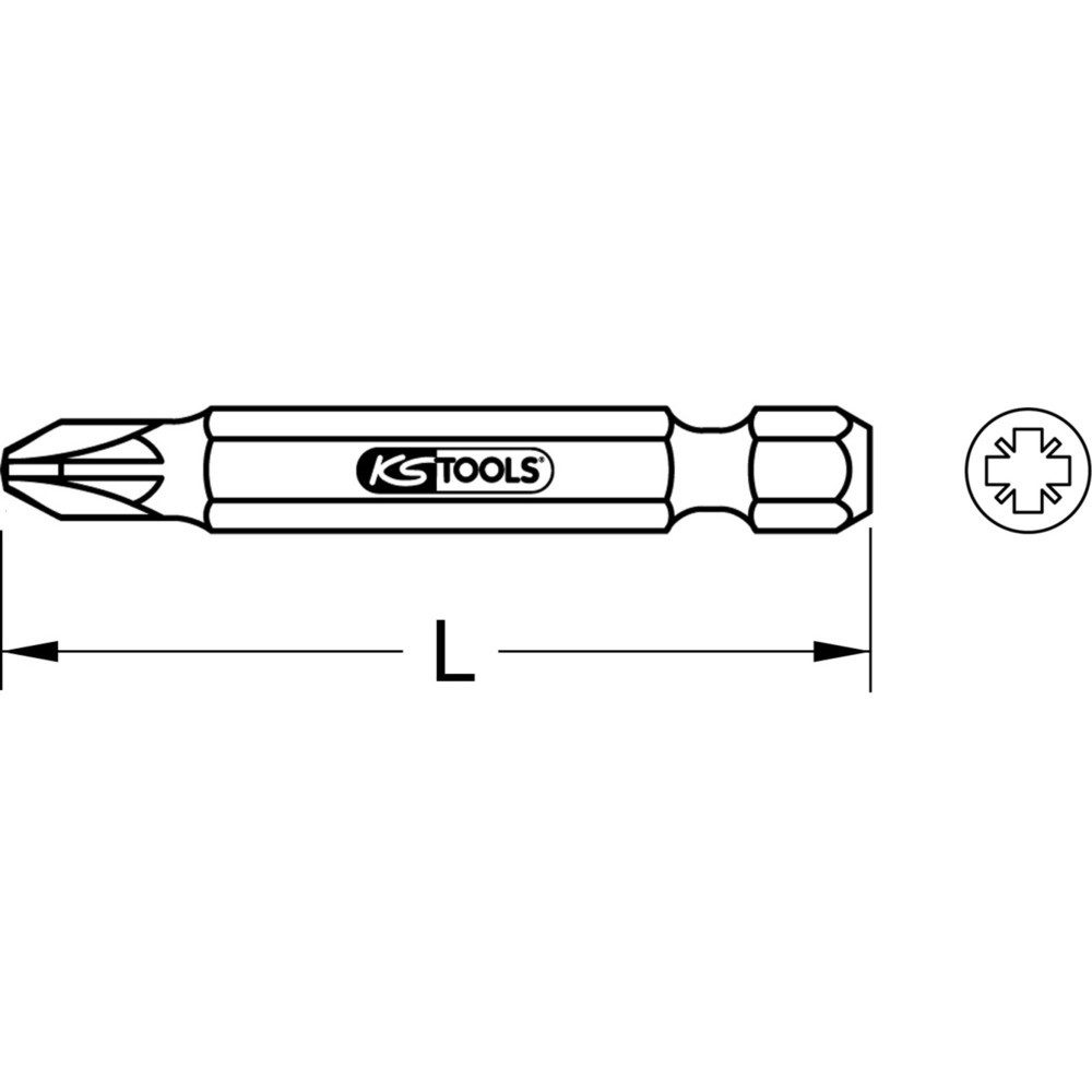 Produktabbildung: KS TOOLS 1/4" TiN Bit, 50mm, PZ2