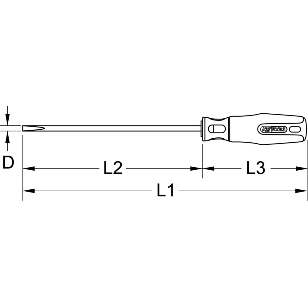 KS TOOLS TITANplus Schlitz-Schraubendreher, 2,4mm, 151mm Produktabbildung: KS TOOLS TITANplus Schlitz-Schraubendreher, 2,4mm, 151mm